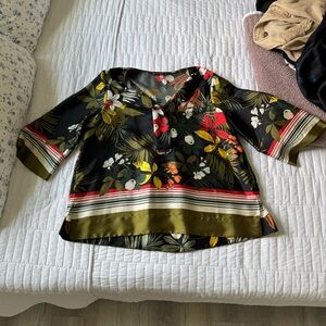 Zara Floral Tunic Half Sleeve Top Size M